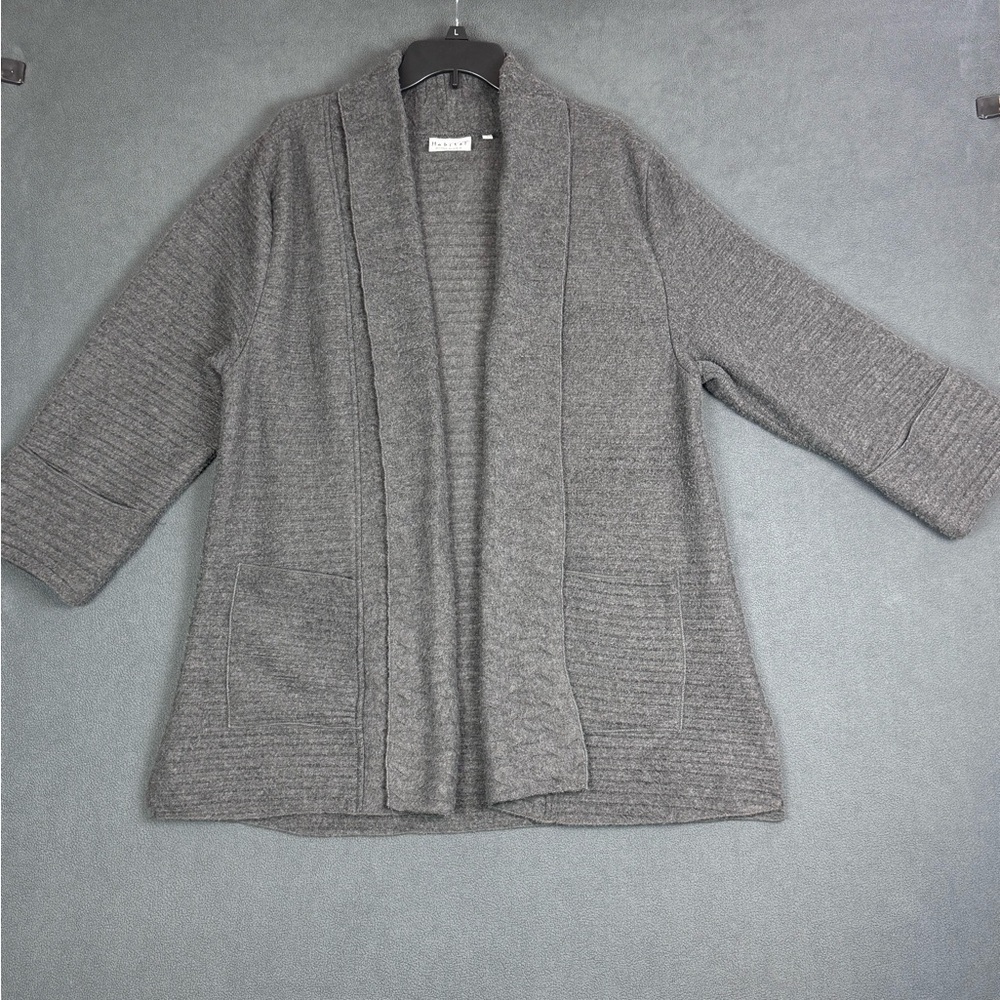 Habitat Clothes to Live In Grey/Gray Soft Fleece   Open Cardigan Jacket Size LG